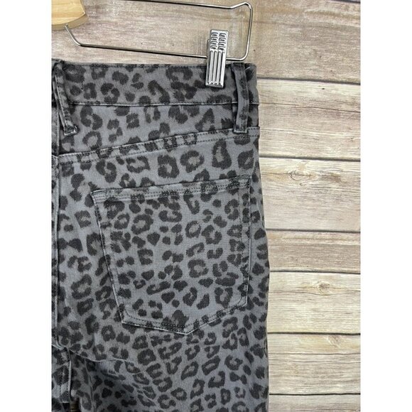 GOOD AMERICAN Size 10 Good Legs Gray Leopard Print High Rise Skinny Jeans Read - Picture 9 of 11